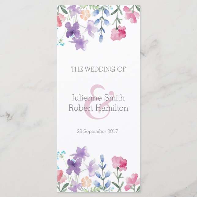 Beautiful Floral Wedding Ceremony Program (Front)