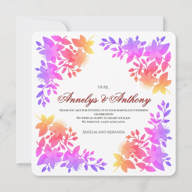 Beautiful Floral Wedding invitation (Back)