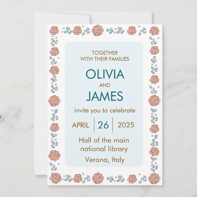 Beautiful Floral Wedding Invitation  (Front)