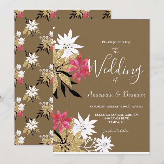 Beautiful Floral Wedding Invitation (Front/Back)