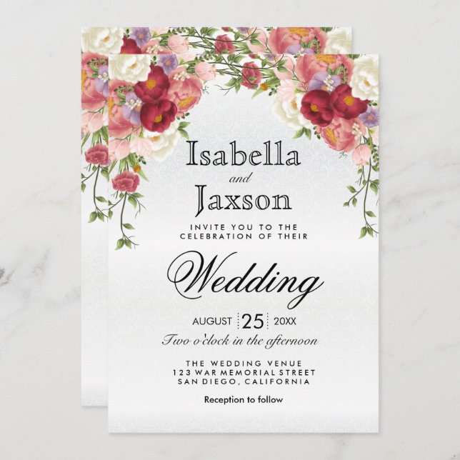 Beautiful Floral Wedding Invitation (Front/Back)