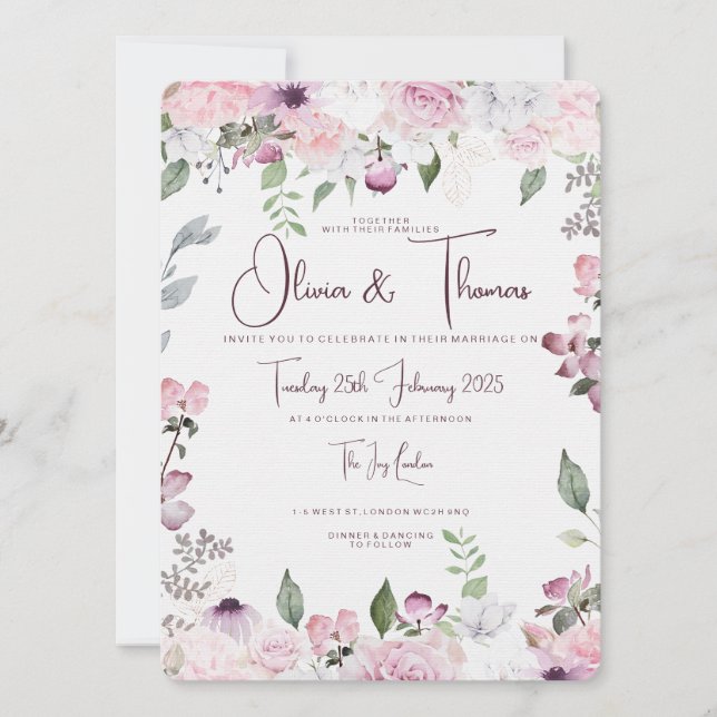 Beautiful Floral Wedding Invitations (Front)