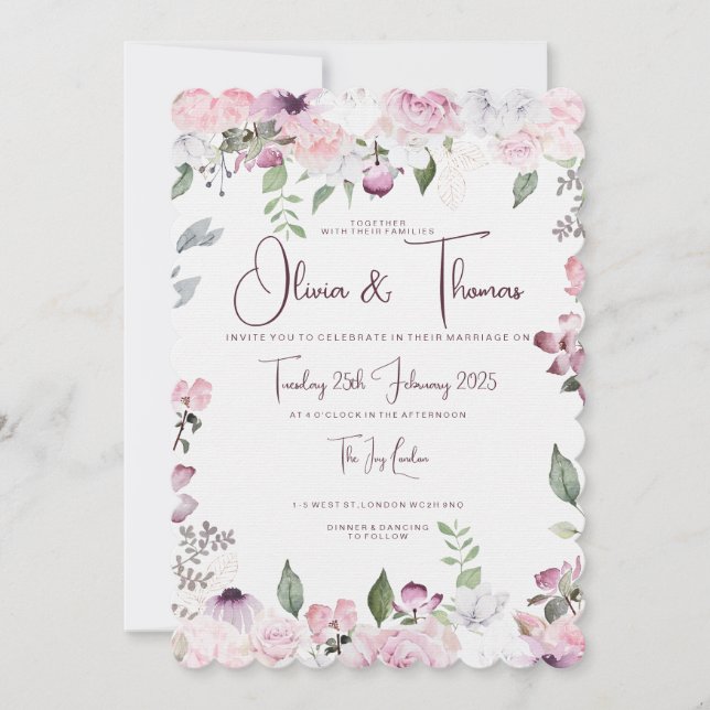 Beautiful Floral Wedding Invitations (Front)