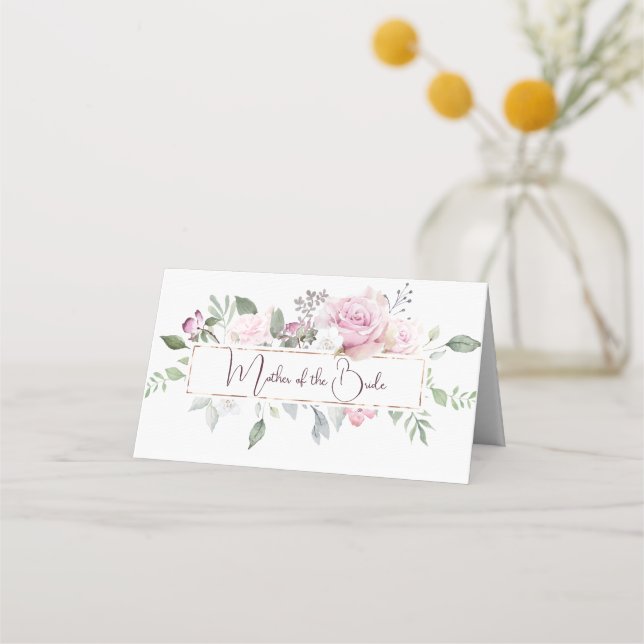 Beautiful Floral Wedding Reception Place Cards (Front)