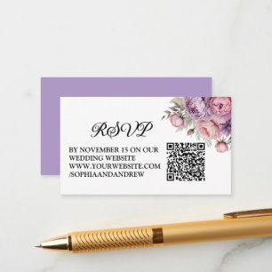 Beautiful Floral Wedding RSVP Card with QR Code
