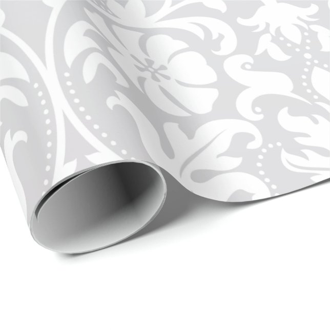 Beautiful Floral White Damask Wedding Design Wrapping Paper (Roll Corner)