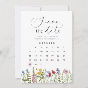 Beautiful Floral Wildflower Wedding Calendar  Save The Date
