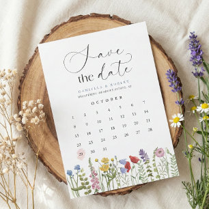 Beautiful Floral Wildflower Wedding Calendar  Save The Date