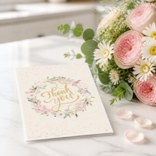 Beautiful Floral Wreath Thank You Card