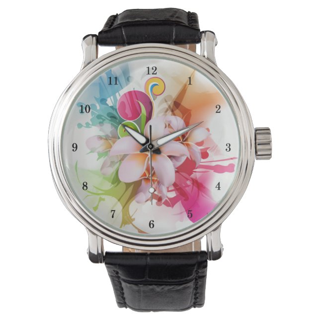 Beautiful Floral Wrist Watch (Front)
