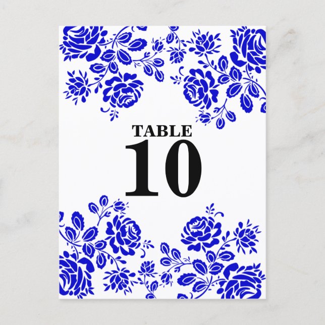 Beautiful Florals Royal Blue Table Seating Postcard (Front)