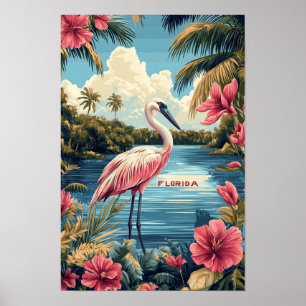 Beautiful Florida USA Vintage Illustration Travel Poster