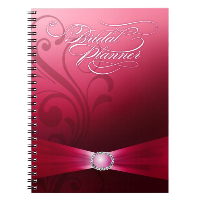 Beautiful Flourish Wedding Planner | hot pink Notebook (Front)