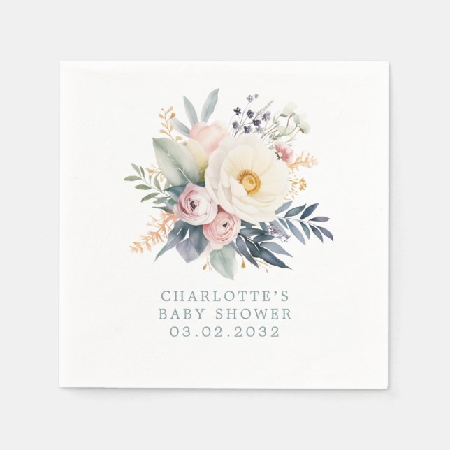 Beautiful flower bouquet Baby Shower Napkin (Front)