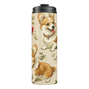 Beautiful Flower Christmas Corgi Dog Thermal Tumbler