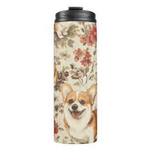 Beautiful Flower Christmas Corgi Dog Thermal Tumbler