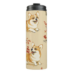 Beautiful Flower Christmas Corgi Dog Thermal Tumbler