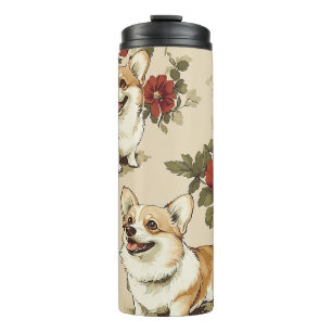 Beautiful Flower Christmas Corgi Dog Thermal Tumbler