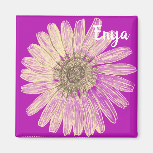 Beautiful Flower custom Name Magnet (Front)