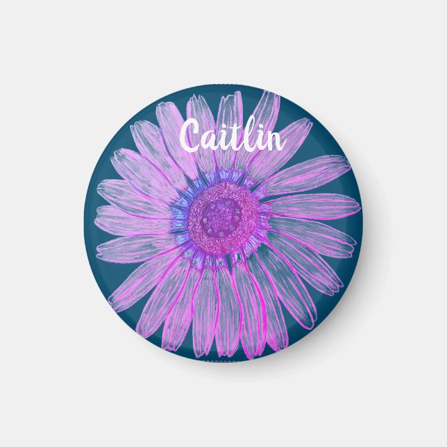 Beautiful Flower custom Name Magnet (Front)