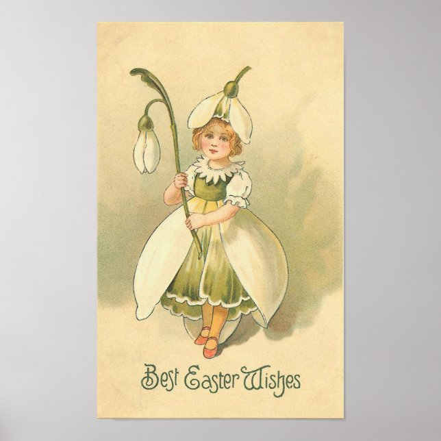 Beautiful Flower Girl Vintage Easter Poster (Front)