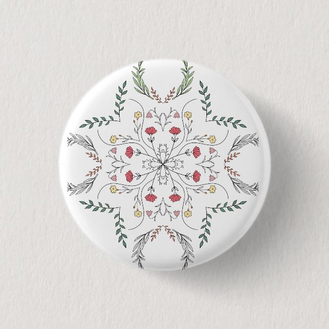 Beautiful flower pattern, mandala 3 cm round badge (Front)