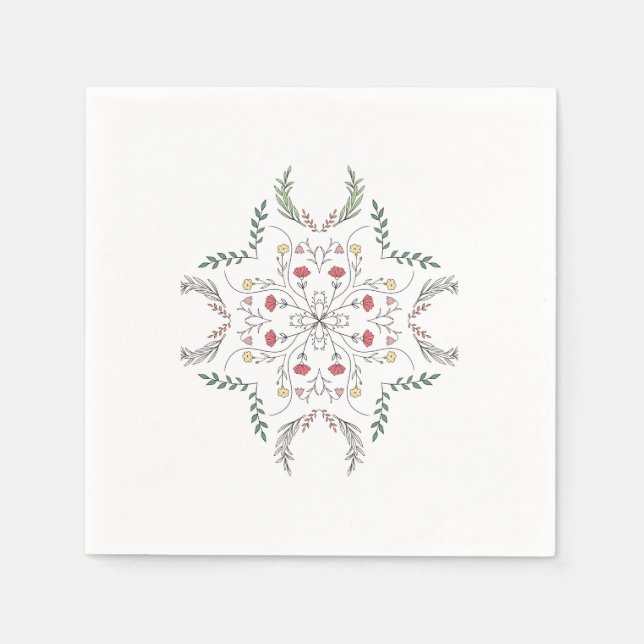 Beautiful flower pattern, mandala napkin (Front)