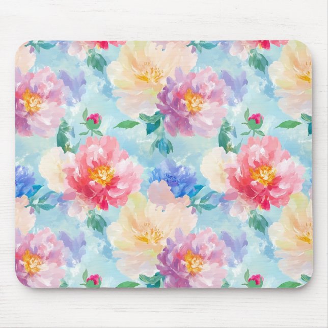 Beautiful Flower Pattern Mouse Pad (Front)