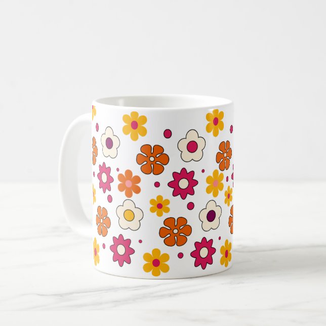 Beautiful flower pattern mug (Front Left)