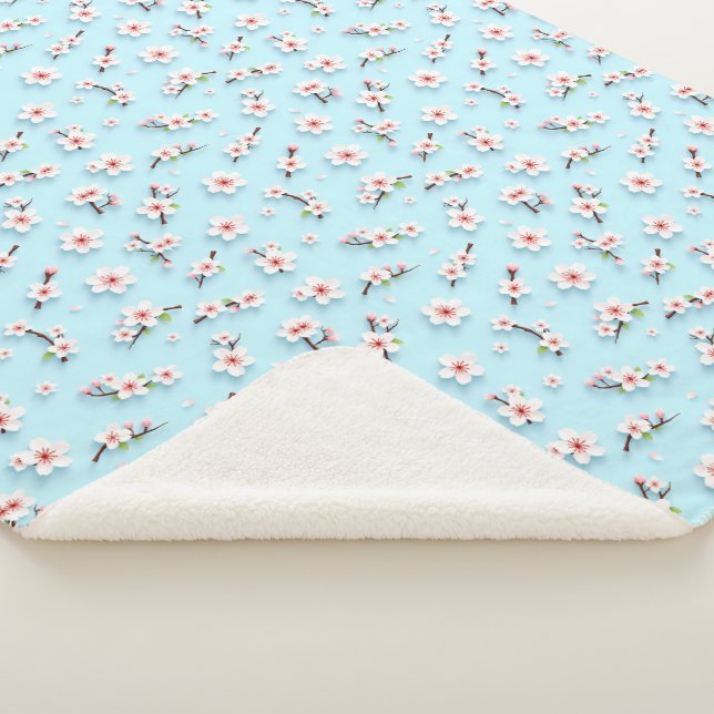 Beautiful Flower Pattern Sherpa Blanket (3/4)
