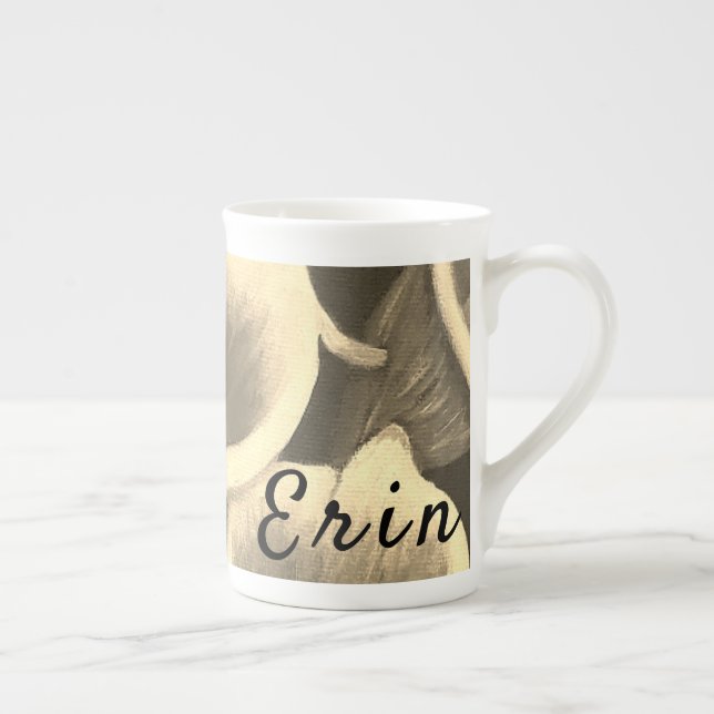 Beautiful Flower Personalized Bone China Mug (Right)