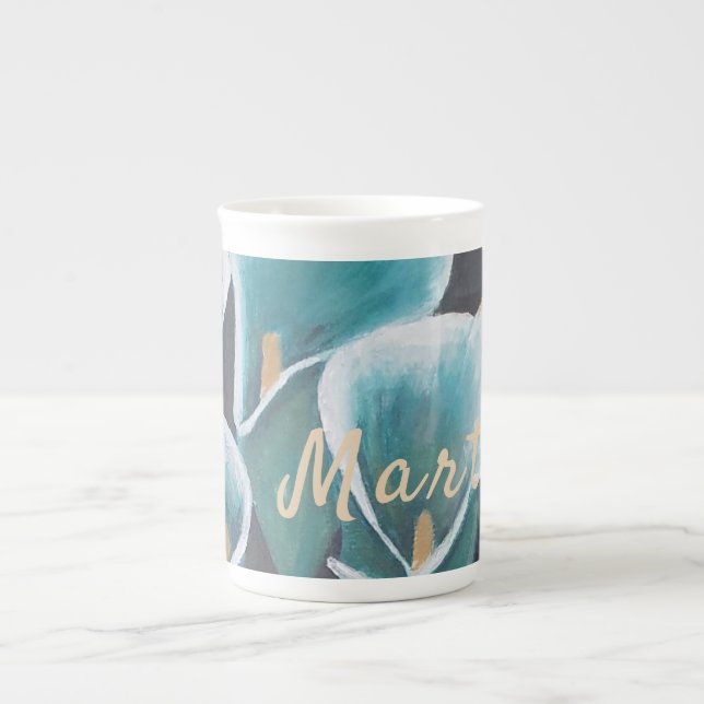 Beautiful Flower Personalized Bone China Mug (Front)