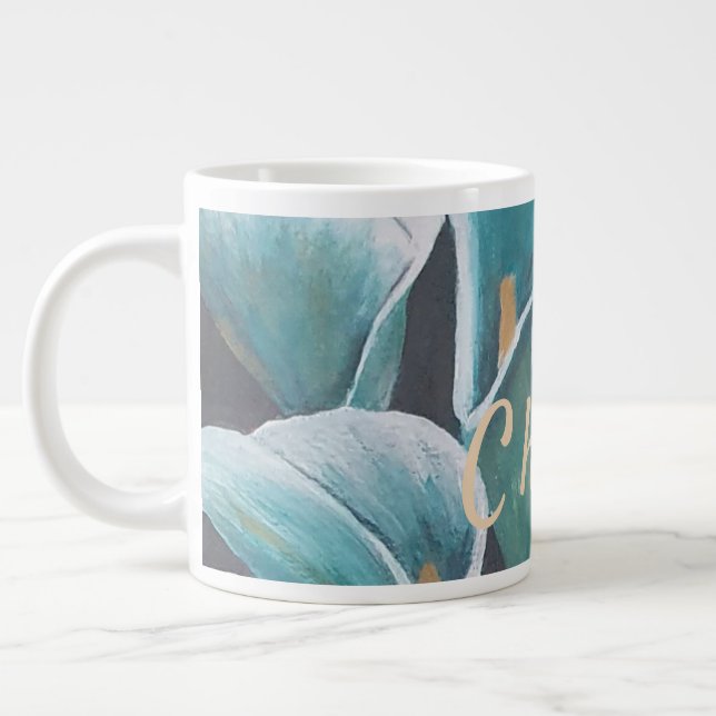 Beautiful Flower Personalized Large Coffee Mug (Left)