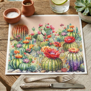 Beautiful Flowering Cacti Napkin