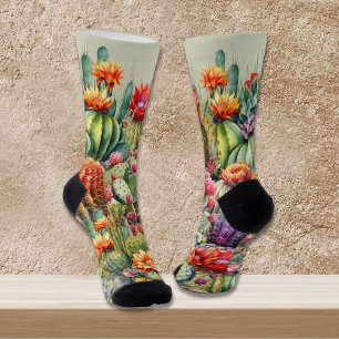 Beautiful Flowering Cacti Socks