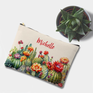 Beautiful Flowering Cacti With Name Large Accessory Pouch