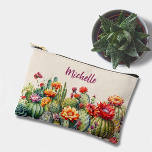 Beautiful Flowering Cacti With Name Small Accessory Pouch