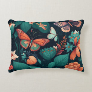 Beautiful flowers and butterflies in the jungle decorative cushion