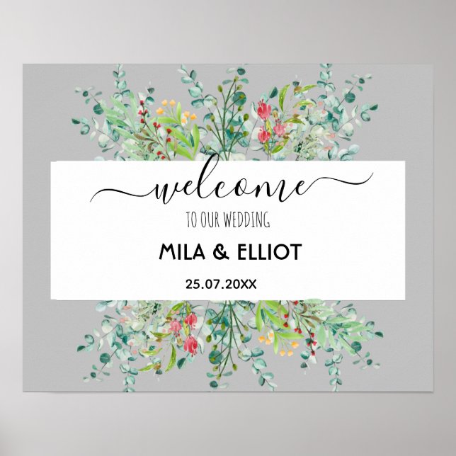 Beautiful flowers and eucalyptus poster (Front)