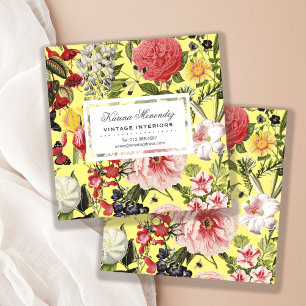 Beautiful Flowers and Insects Garden Floral Square Business Card