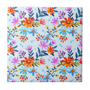 Beautiful Flowers And Leaves Pattern  Ceramic Tile
