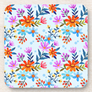 Beautiful Flowers And Leaves Pattern  Coaster