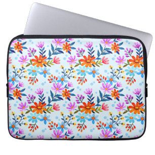 Beautiful Flowers And Leaves Pattern Laptop Sleeve