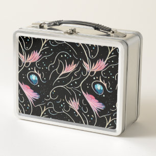 Beautiful Flowers and Swirls Pattern Metal Lunch Box