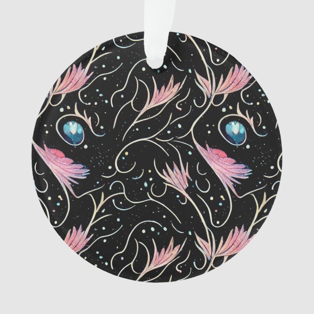 Beautiful Flowers and Swirls Pattern Ornament (Front)