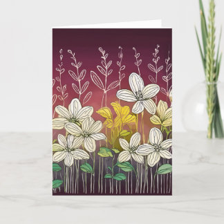 Beautiful flowers Burgundy accent Thank You Card