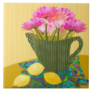 Beautiful Flowers Ceramic Kitchen Tile