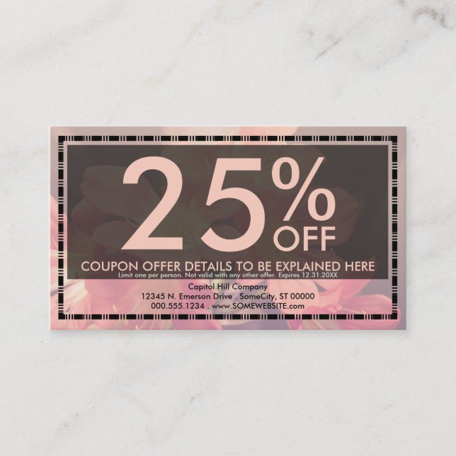 beautiful flowers coupon card (Front)