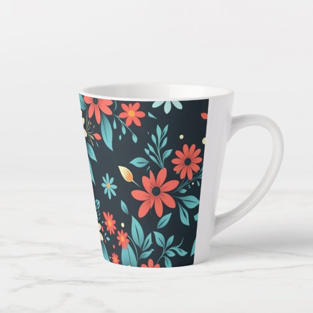 Beautiful Flowers Floral Pattern-48965 Latte Mug (Right)