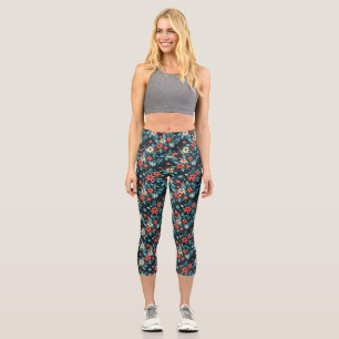Beautiful Flowers Floral Pattern Capri Leggings